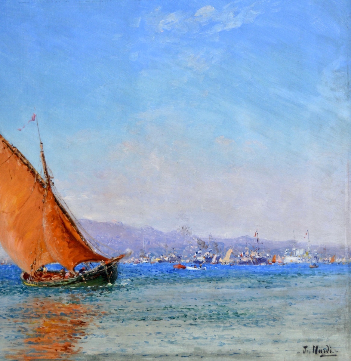 François Nardi (1861-1936) "sailboats In The Harbor Of Toulon (var)" Provence Marseille Paris -photo-3