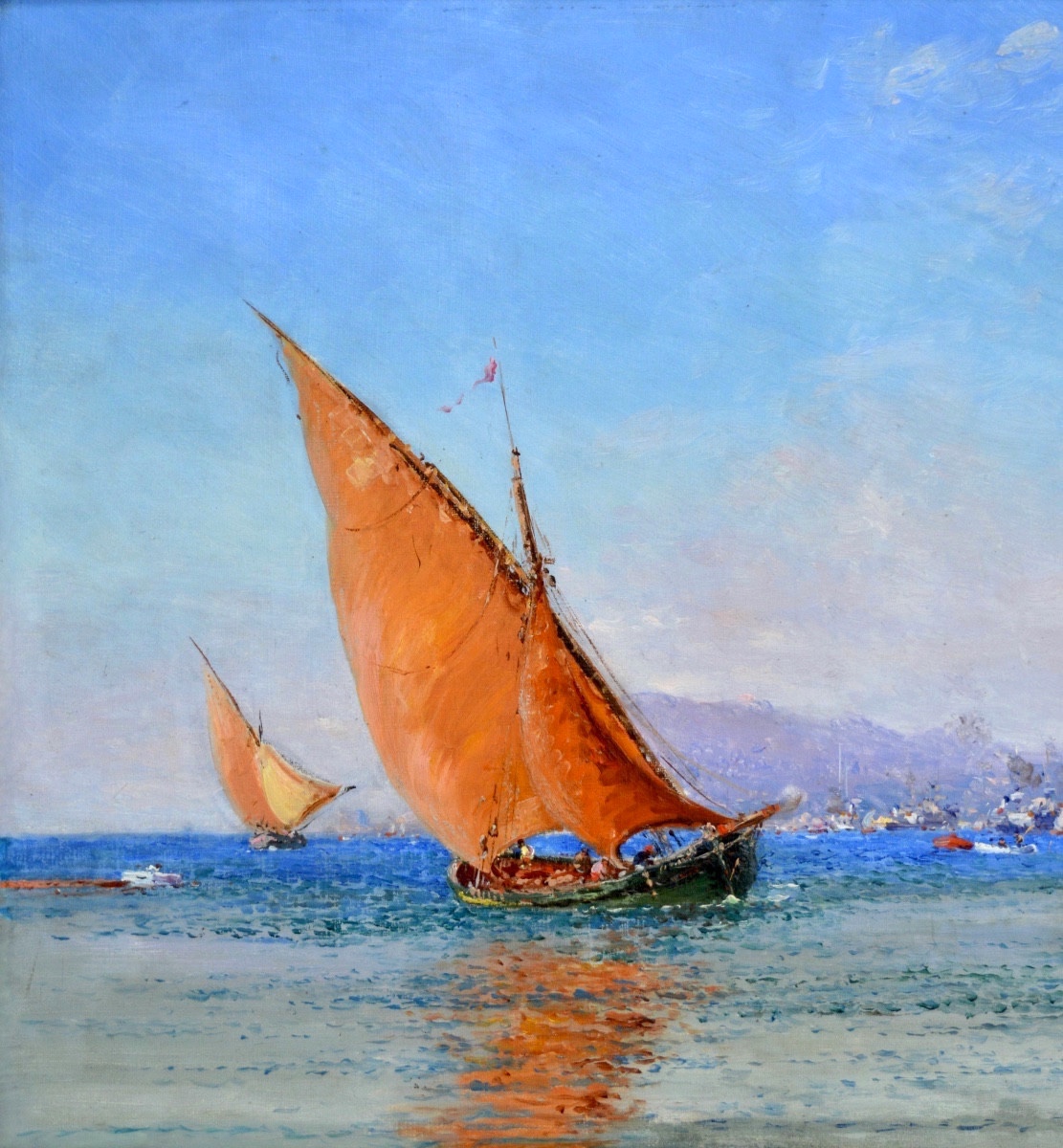 François Nardi (1861-1936) "sailboats In The Harbor Of Toulon (var)" Provence Marseille Paris -photo-2