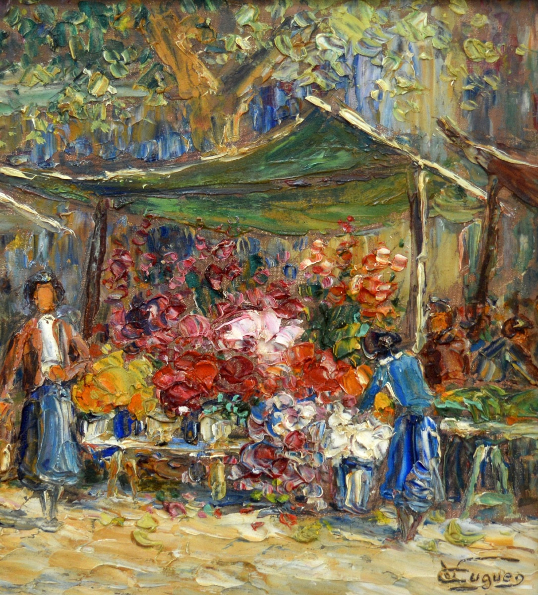 Victor Cuguen (1882-1969) "flower Market In Toulon" Provence Florist Var Paris-photo-3
