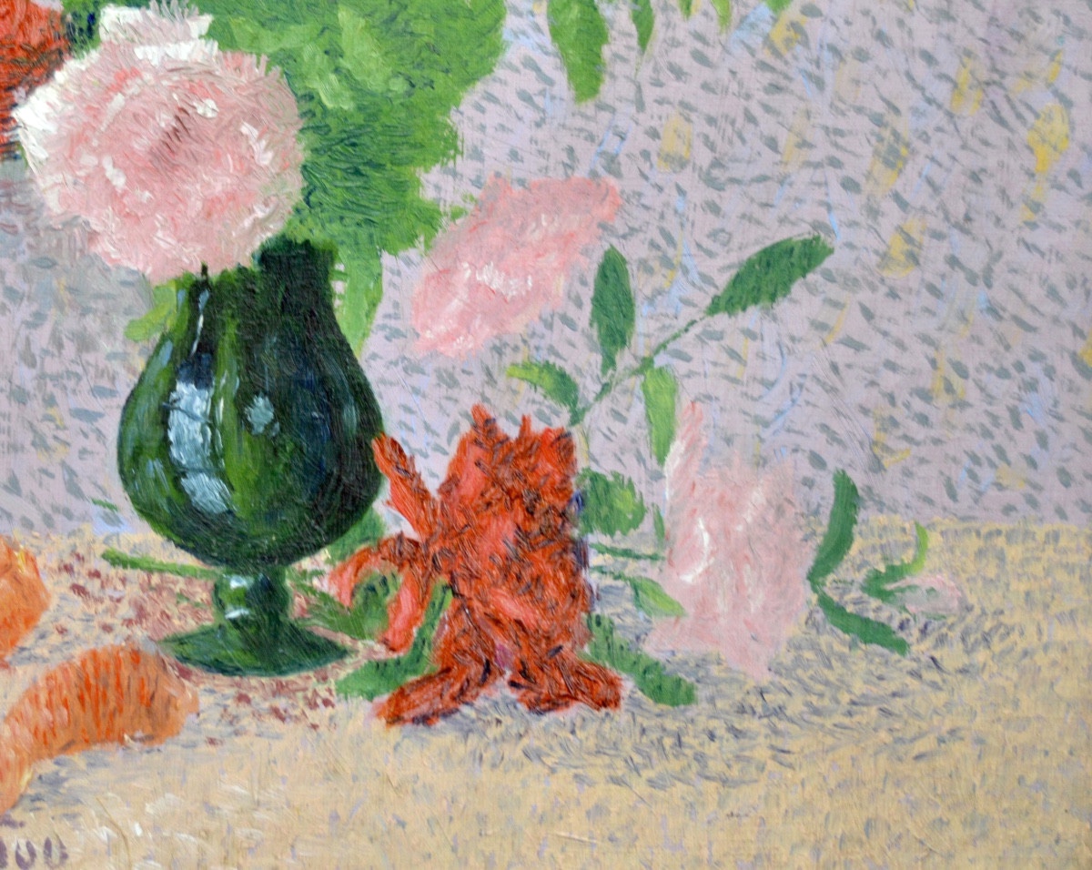 Jane ROUQUET (1879-?) "Bouquet de fleurs 1900" Aude Carcassonne Achille Laugé Paris Londres-photo-1