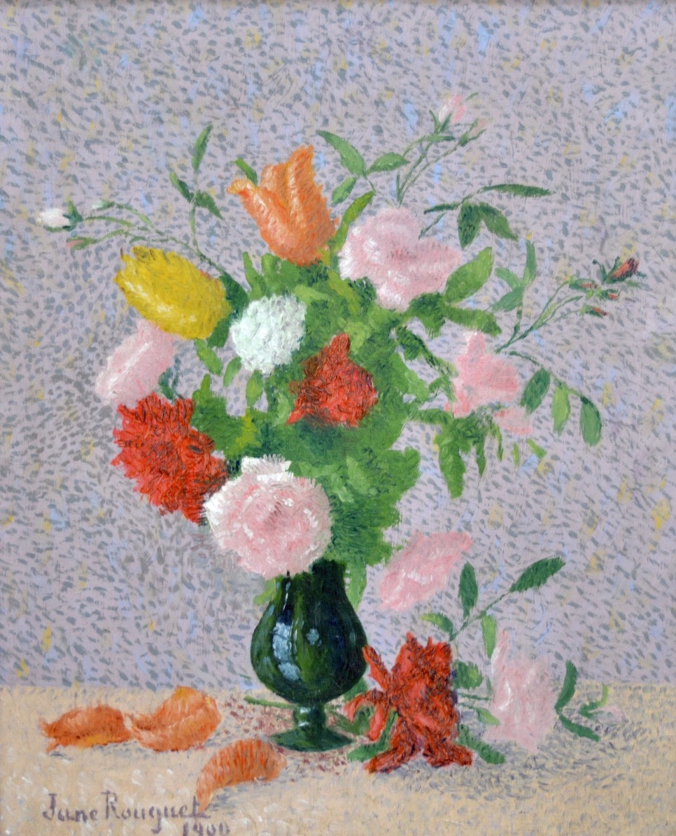 Jane ROUQUET (1879-?) "Bouquet de fleurs 1900" Aude Carcassonne Achille Laugé Paris Londres