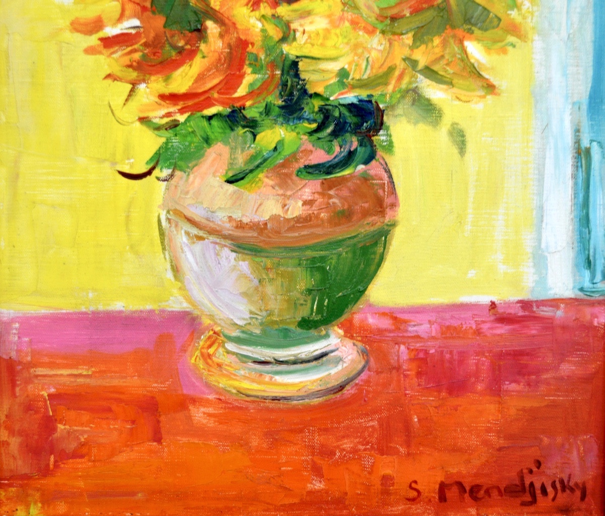 Serge Mendjiksy (1929-2017) "the Suns - Bouquet Of Sunflowers" Provence Var Paris Flowers-photo-2