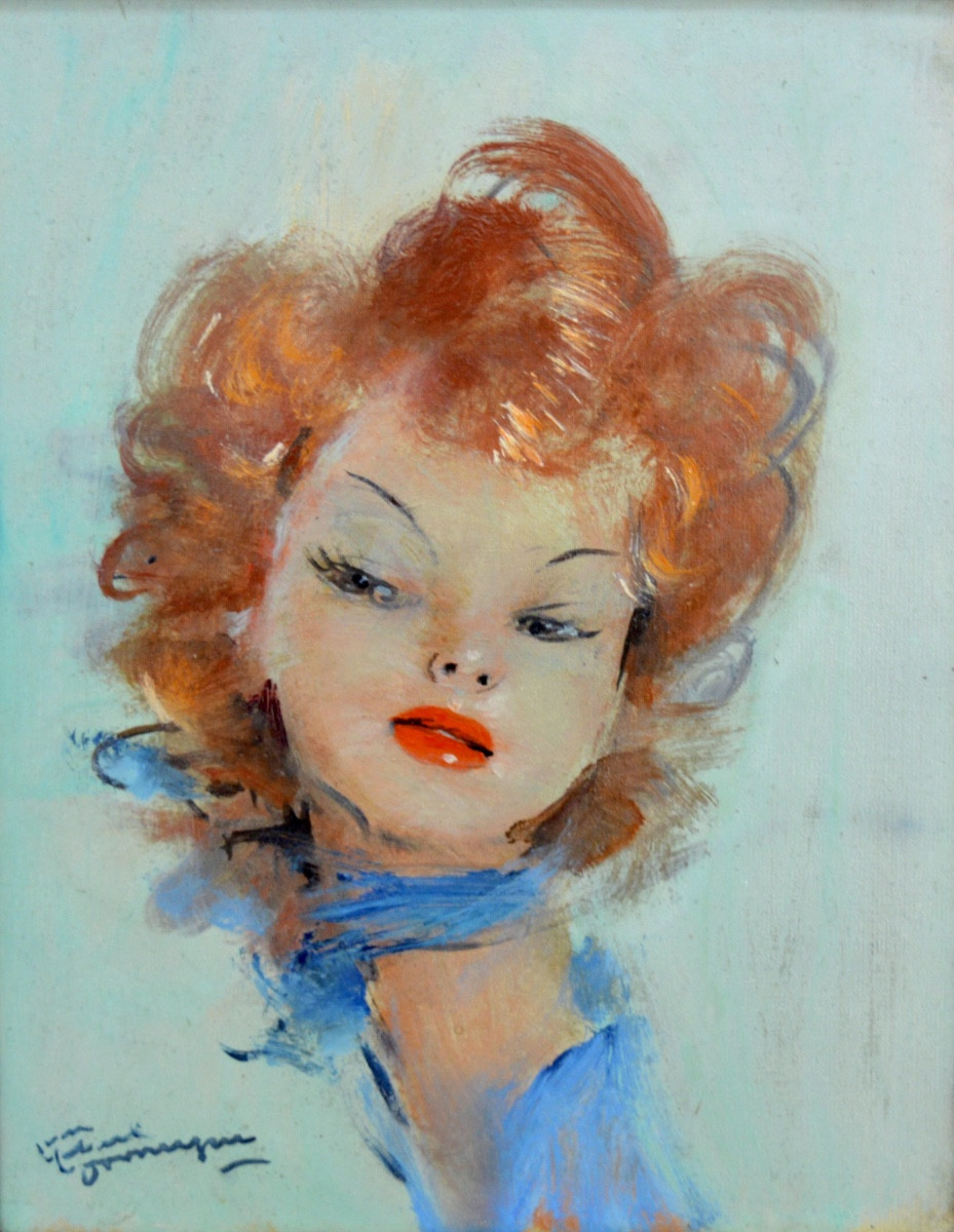 DOMERGUE Jean-Gabriel (1889-1962) "Lucie au foulard bleu" Femme USA Bordeaux France Paris-photo-4