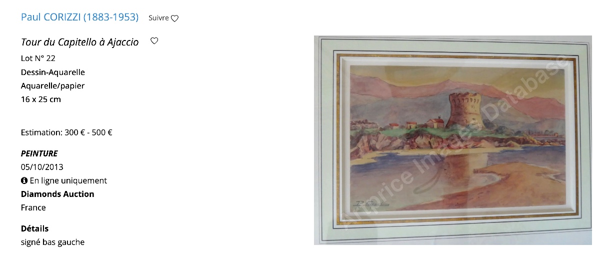 CORIZZI Paul (1883-1953) "Pêcheur au pied de la Tour de Capitello en Corse" Ajaccio Porticcio -photo-3