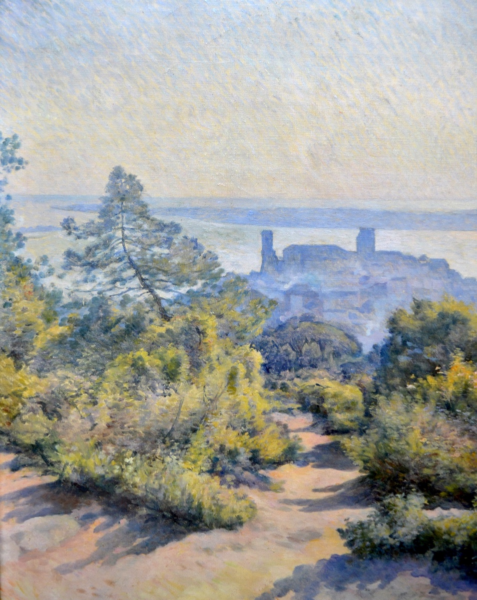 Dalon Marius (xix-xxth)"view Of Le Suquet And The Lérins Islands In Cannes" Impressionism Paris-photo-4