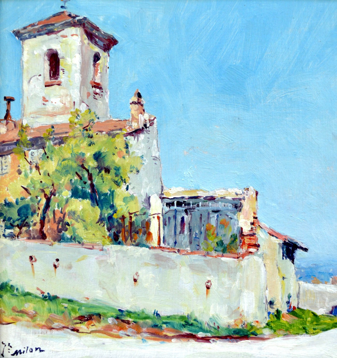 Milon Joseph (1868-1947) "bell Tower In Bouc Bel-air" Provence French Aix Gordes Paris-photo-2