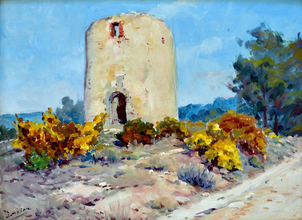 Milon Joseph (1868-1947) "old Windmill In Bouc Bel-air" Provence France Aix French Paris