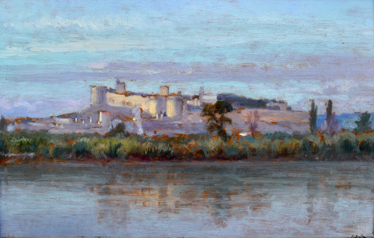 SAÏN Paul (1853-1908) "Fort Saint-André à Villeneuve-lez-Avignon " Provence Barthelasse Paris 