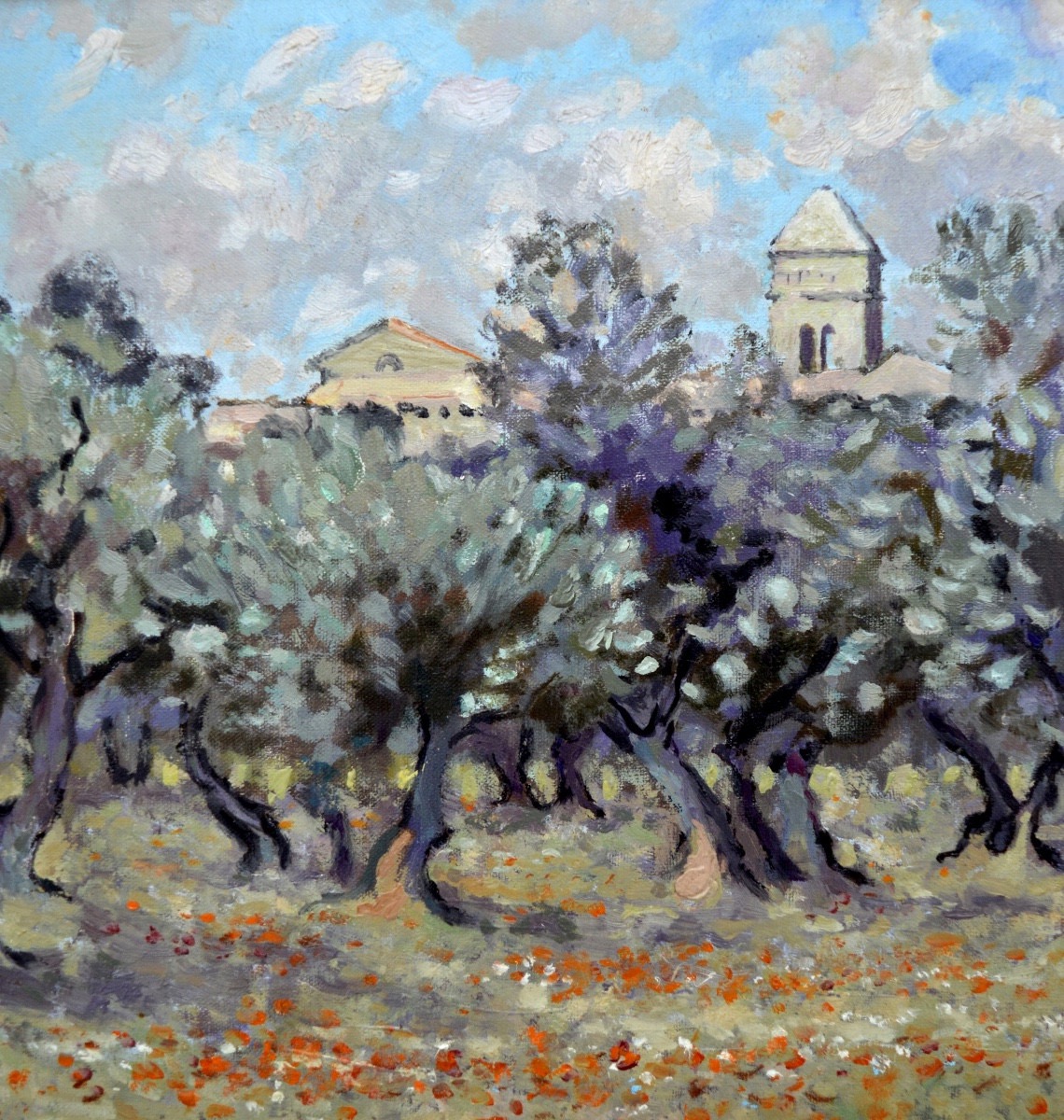 HAMBOURG André (1909-1999) "Champ d'oliviers à Saint-Rémy de Provence" Alpilles Van Gogh Paris -photo-3