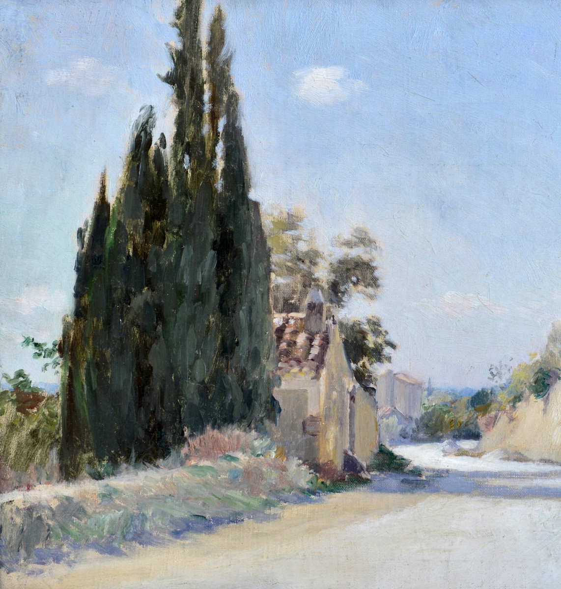 SAÏN Paul (1853-1908) " Une route en Provence " Avignon Villeneuve Grivolas Paris Alpilles-photo-2