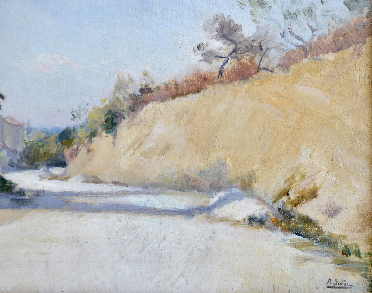 SAÏN Paul (1853-1908) " Une route en Provence " Avignon Villeneuve Grivolas Paris Alpilles-photo-4