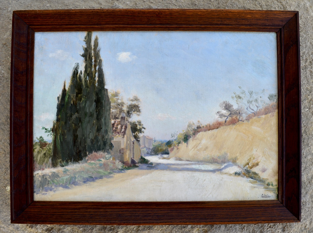 SAÏN Paul (1853-1908) " Une route en Provence " Avignon Villeneuve Grivolas Paris Alpilles-photo-1