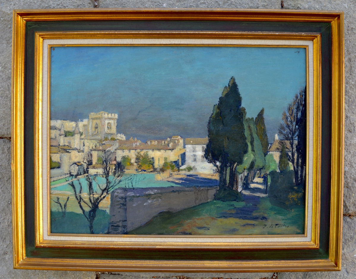 Paul De Castro (1882-1940) "road In Villeneuve Lez Avignon" Provence Paris France-photo-2