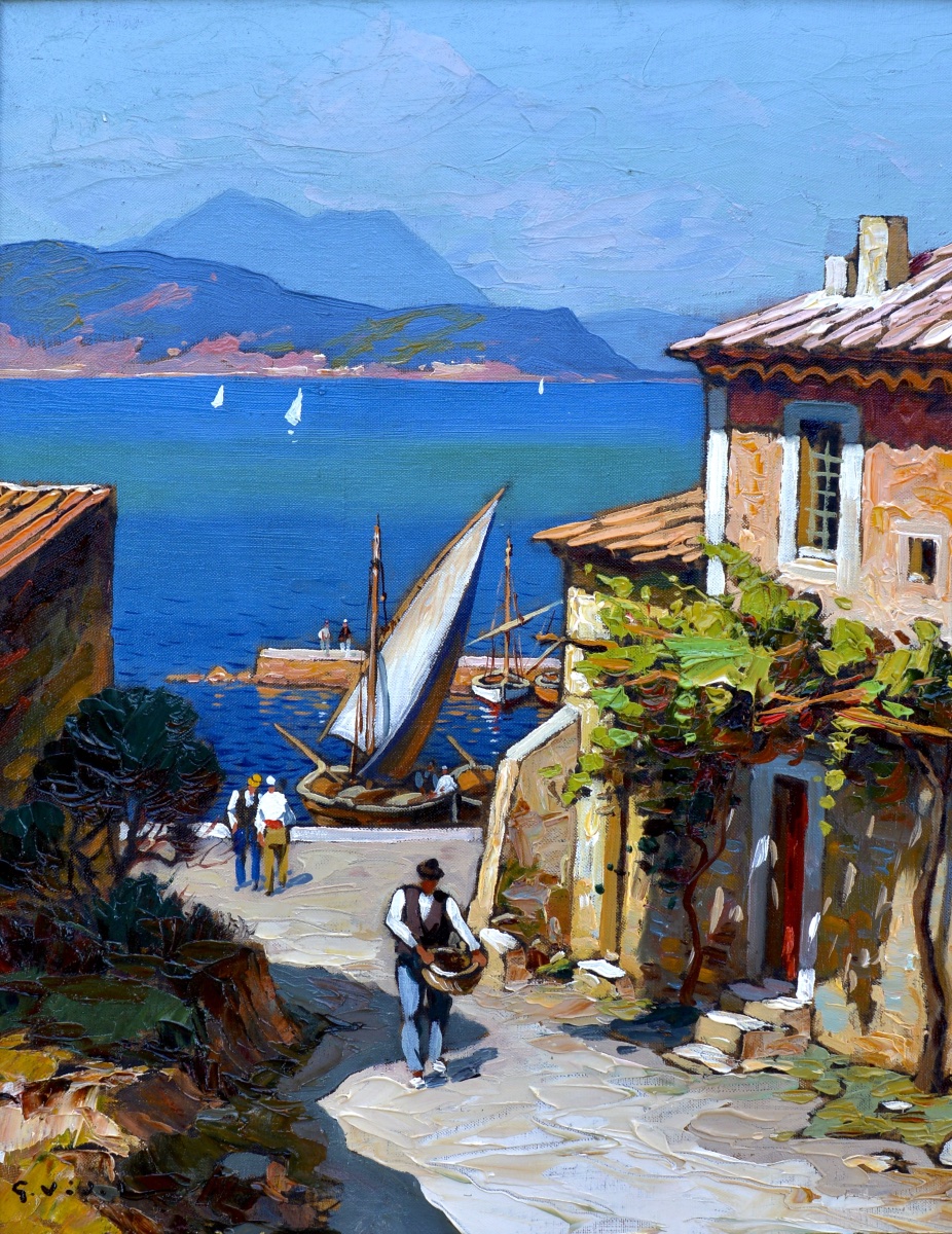 Vidal Gustave (1895-1966) "port In The Mediterranean" Corsica Avignon France Paris Provence -photo-2