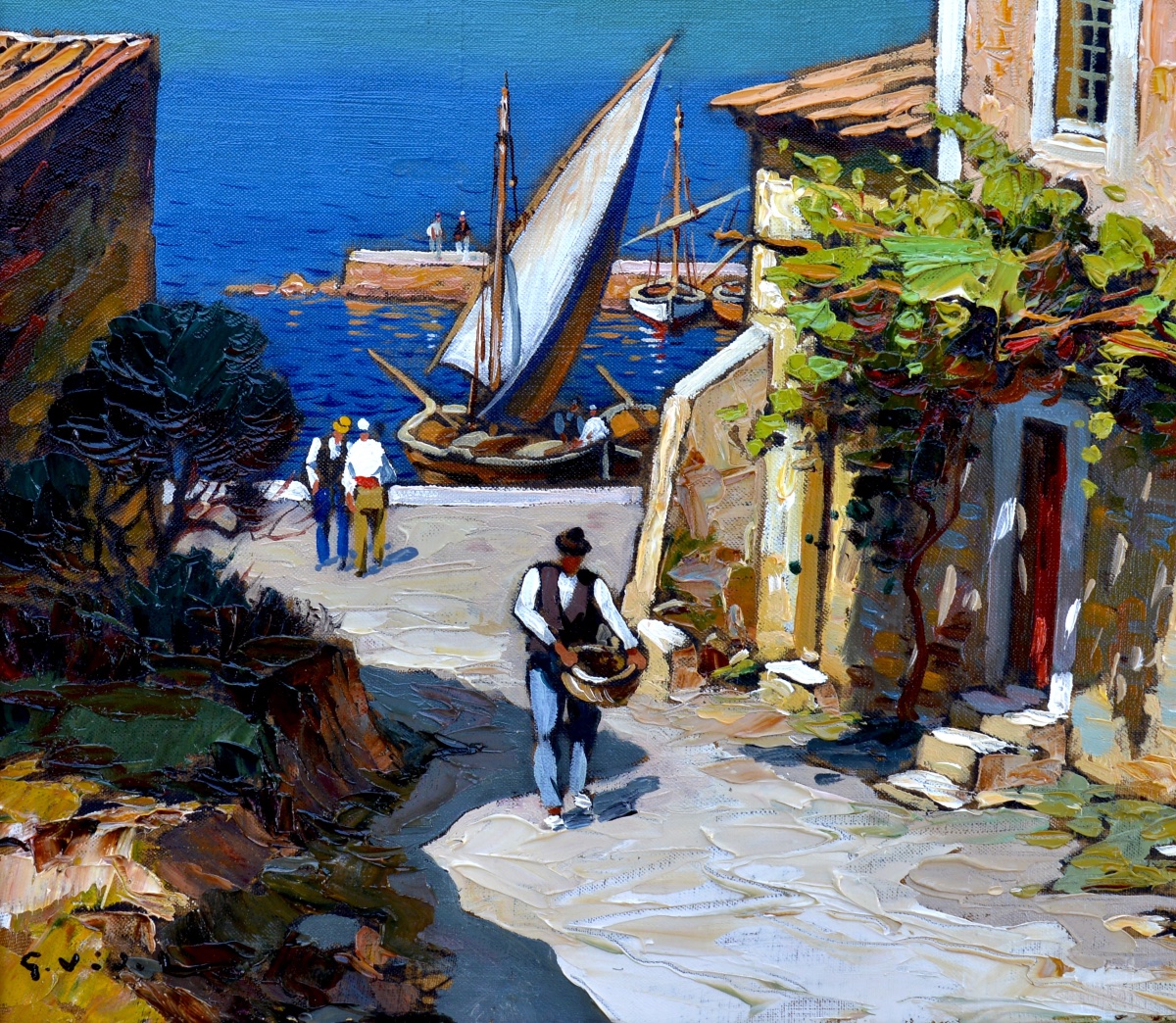 Vidal Gustave (1895-1966) "port In The Mediterranean" Corsica Avignon France Paris Provence -photo-1