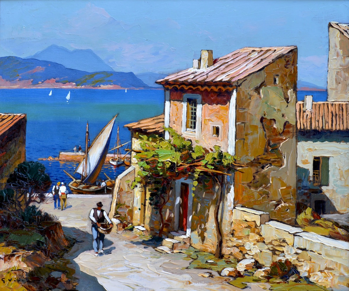 Vidal Gustave (1895-1966) "port In The Mediterranean" Corsica Avignon France Paris Provence 