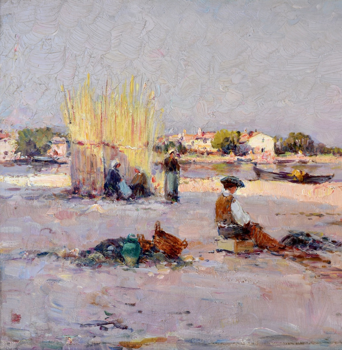 Malfroy Charles (1862-1918) "beach On The Rive In Martigues" French Marseille Provence -photo-2
