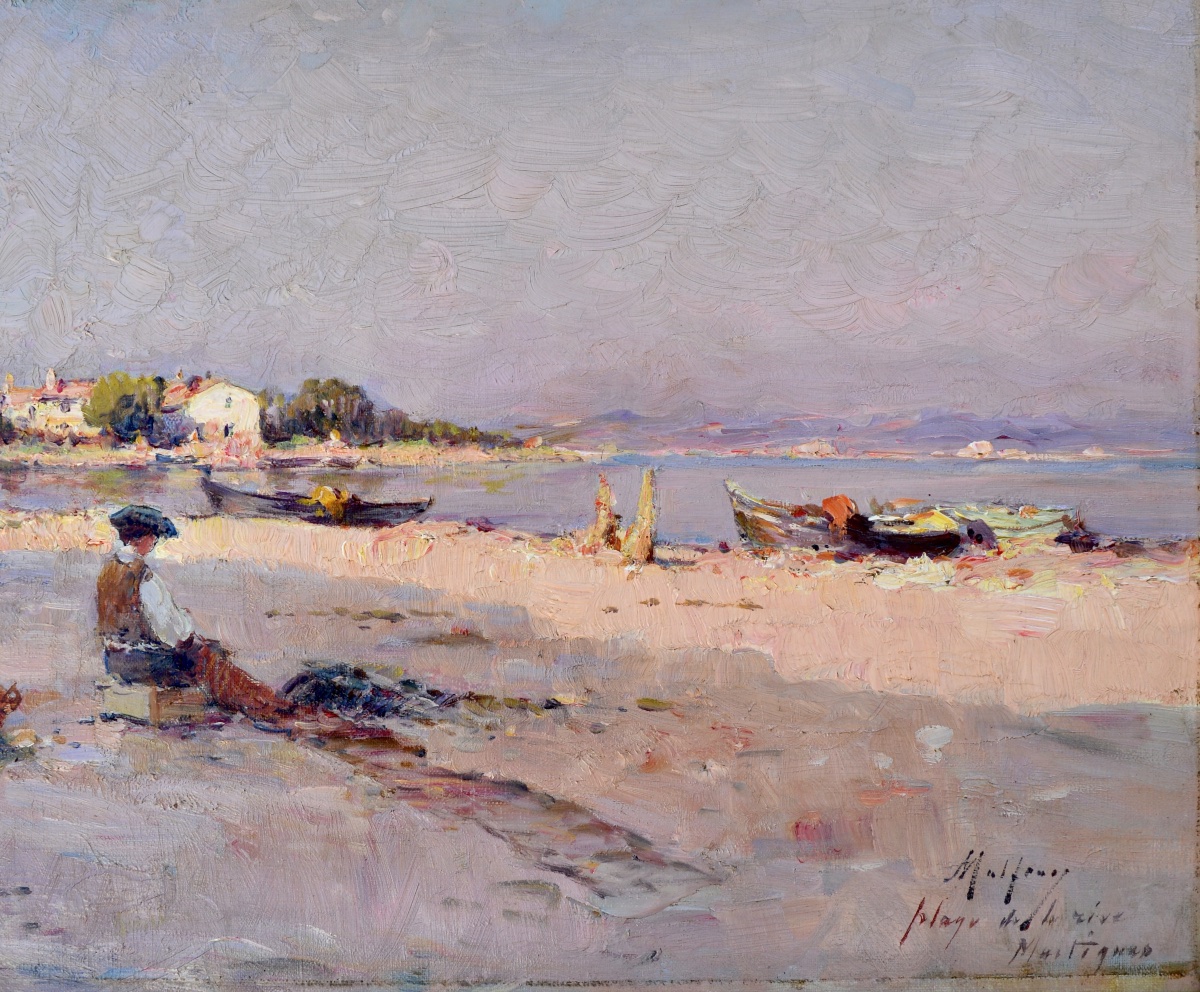 Malfroy Charles (1862-1918) "beach On The Rive In Martigues" French Marseille Provence -photo-3