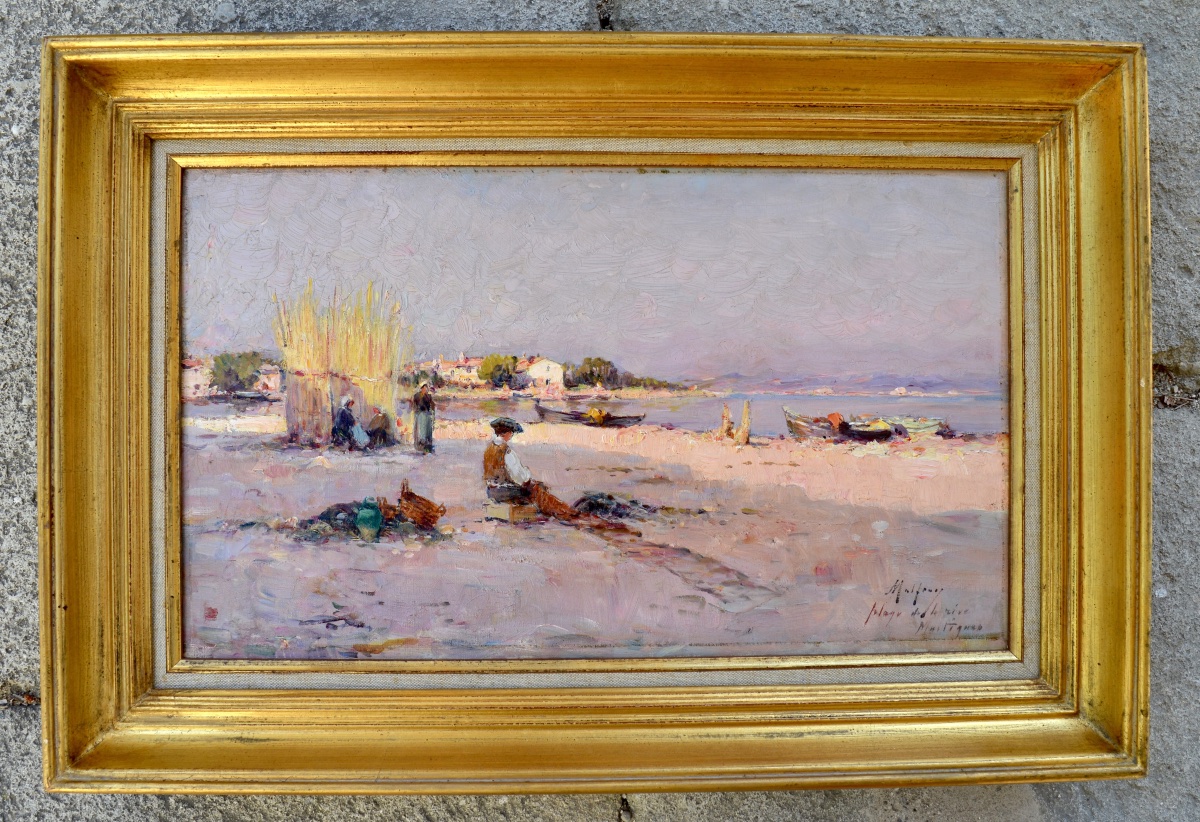 Malfroy Charles (1862-1918) "beach On The Rive In Martigues" French Marseille Provence -photo-4