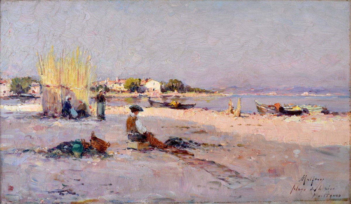 Malfroy Charles (1862-1918) "beach On The Rive In Martigues" French Marseille Provence 