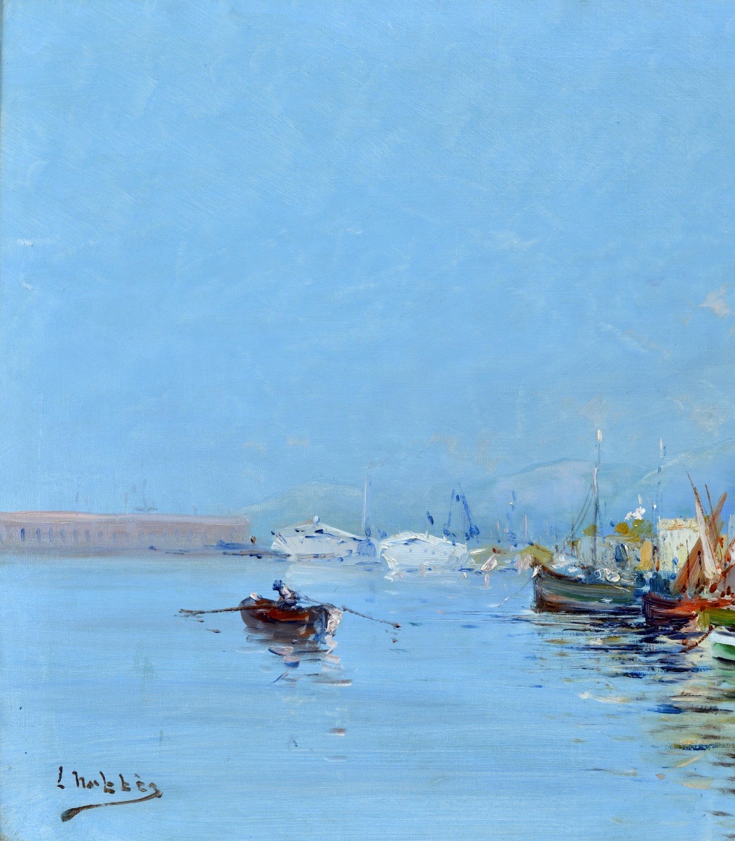 Nattero Louis (1870-1915) " Toulon Harbour (var) " French Provence Marseille Paris -photo-2