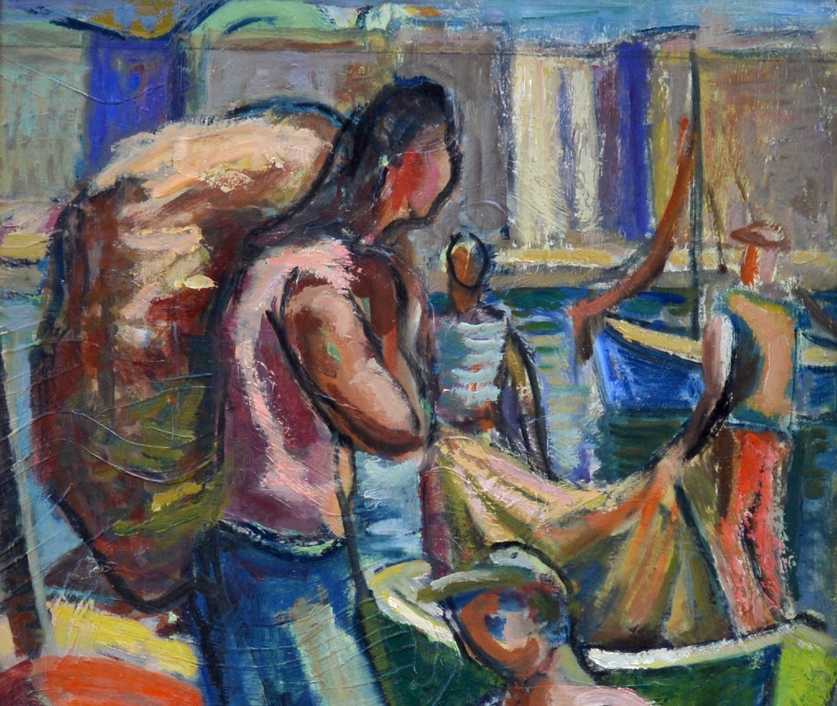 Audibert Louis (1881-1983) "fisherman On The Old Port Of Marseille" Provence France-photo-2