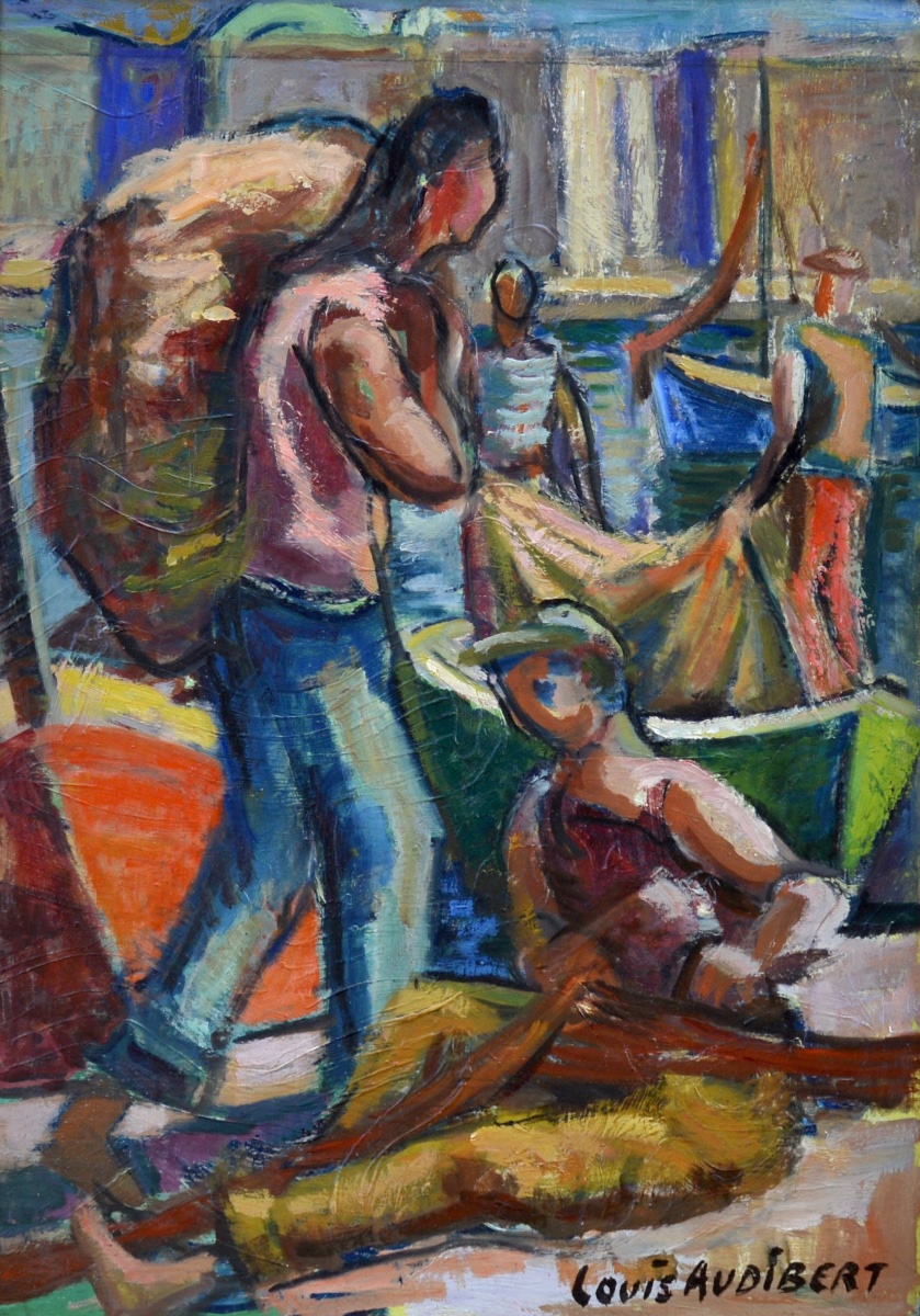 Audibert Louis (1881-1983) "fisherman On The Old Port Of Marseille" Provence France