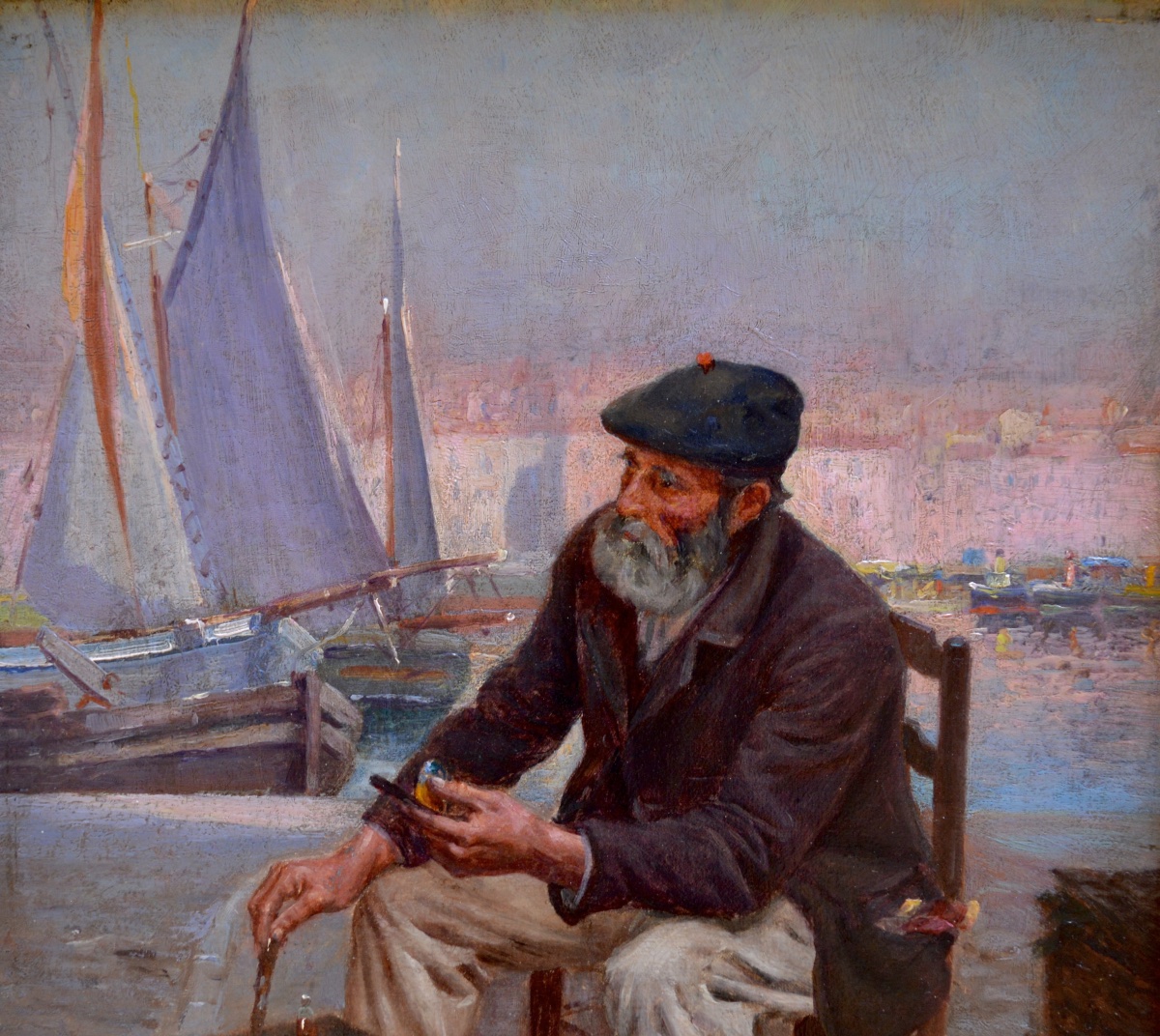 Cremieux, Edouard (1856–1944)“fisherman On The Quay Of The Old Port In Marseille” France Jewish-photo-2
