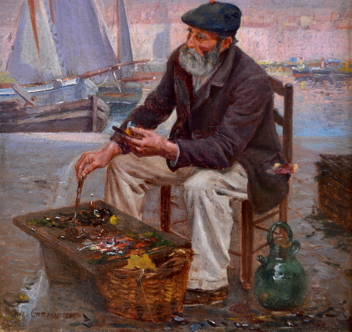 Cremieux, Edouard (1856–1944)“fisherman On The Quay Of The Old Port In Marseille” France Jewish-photo-3