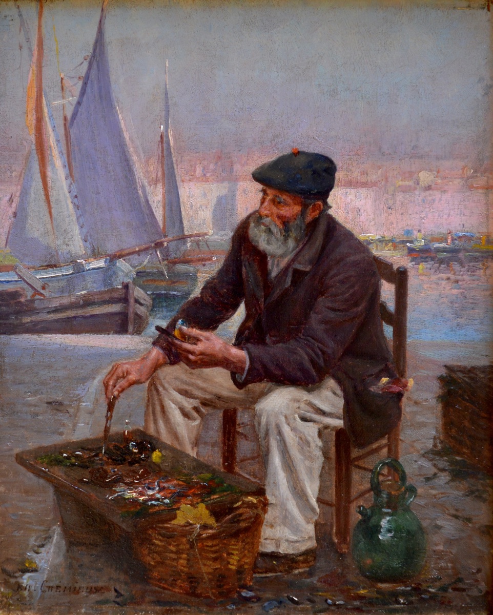 Cremieux, Edouard (1856–1944)“fisherman On The Quay Of The Old Port In Marseille” France Jewish