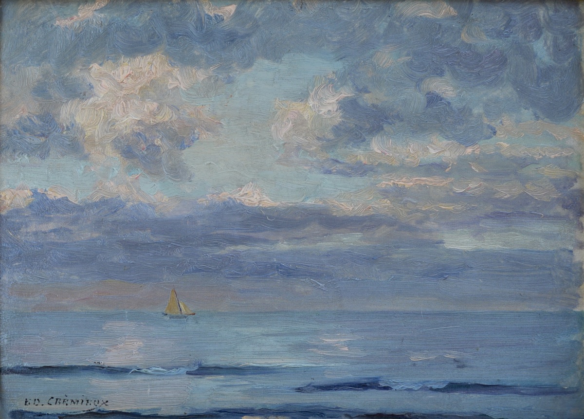 CREMIEUX Edouard (1856-1944) « Bateau dans le rade de Marseille » Provence Judaica Paris Cassis