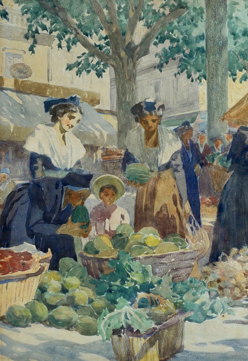 LELÉE Léo (1872-1947) "Le jour du marché à Arles" Provence Alpilles  Alyscamps Paris Soleilado-photo-4
