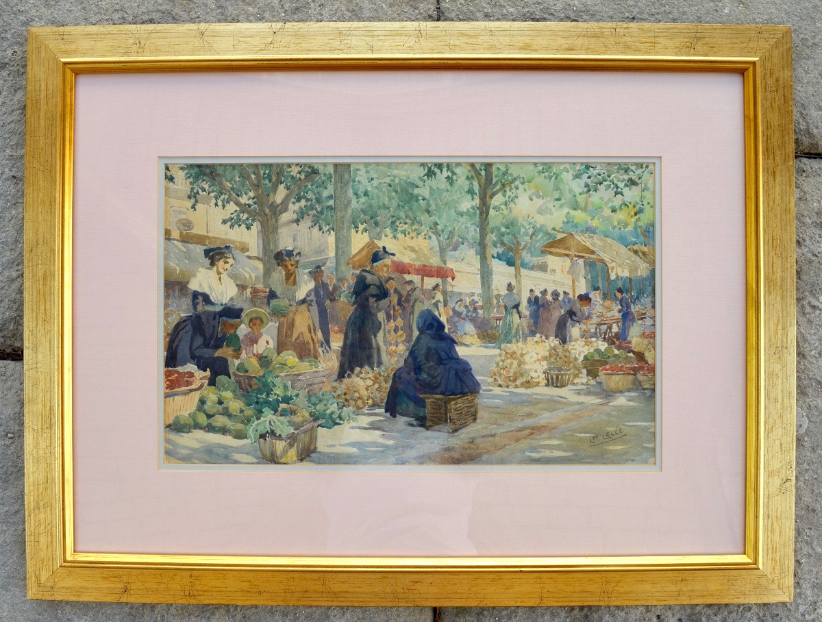 LELÉE Léo (1872-1947) "Le jour du marché à Arles" Provence Alpilles  Alyscamps Paris Soleilado-photo-2