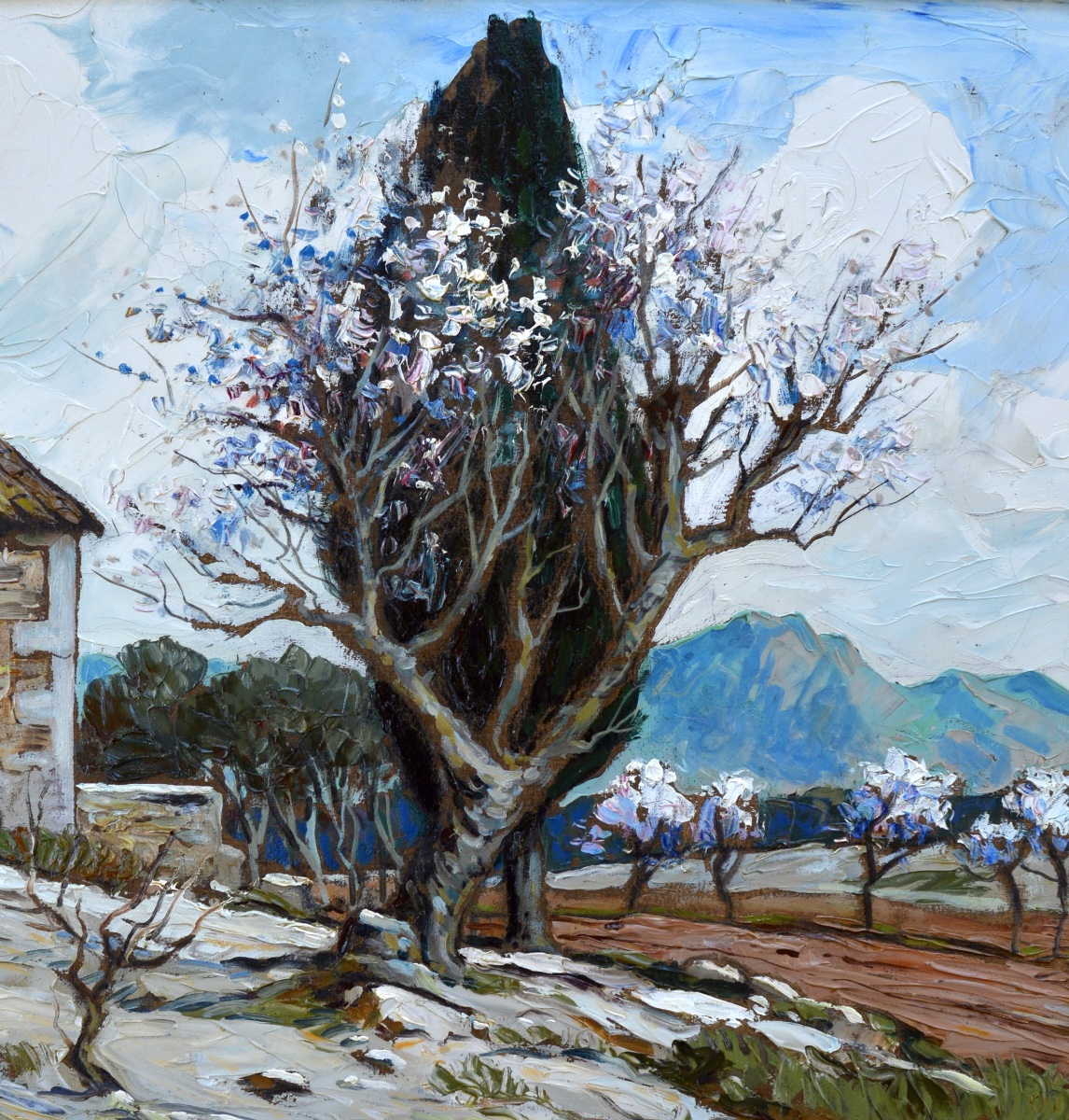 VIDAL Gustave (1895-1966) "Amandiers en fleurs dans les Alpilles " Provence Avignon Fontvieille-photo-3
