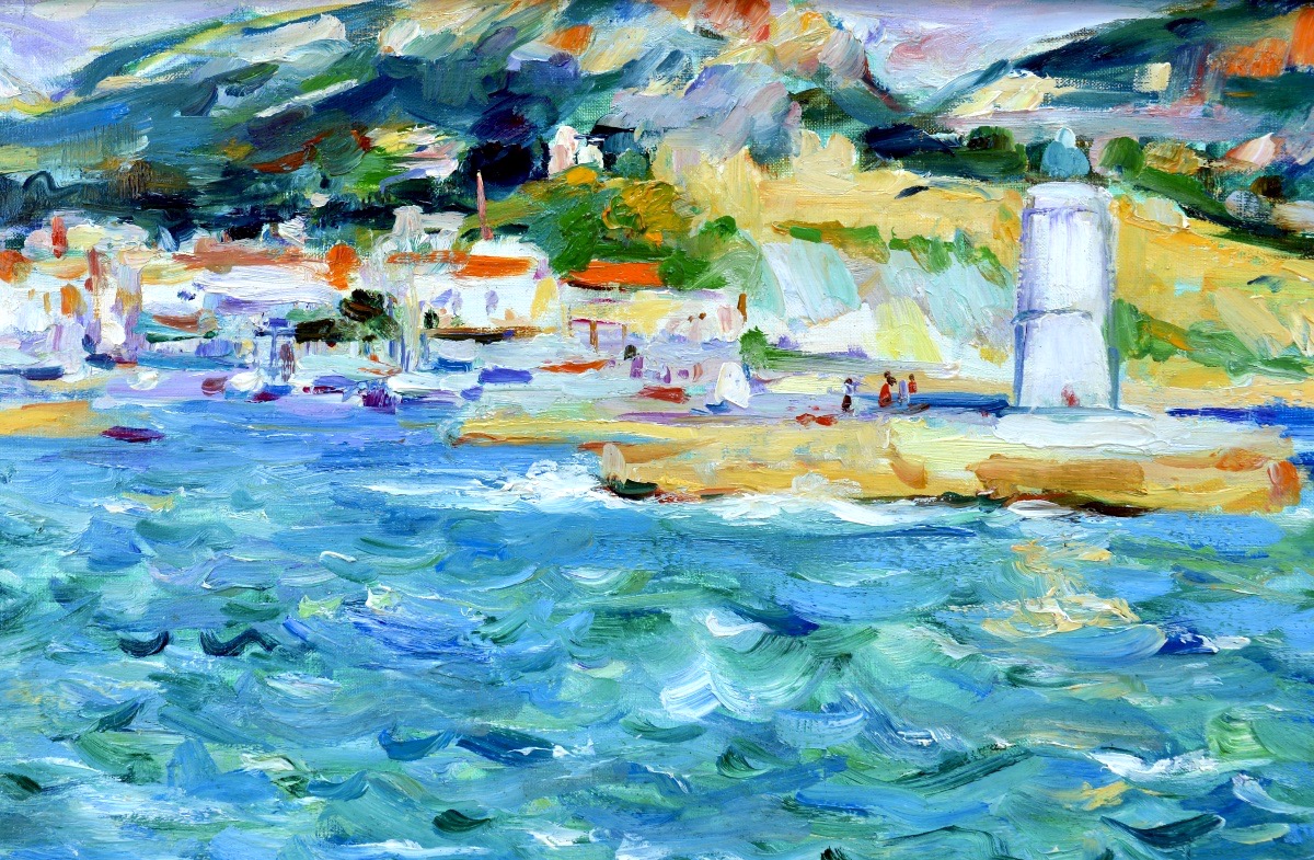 AGOSTINI Max (1914-1997) "Entrée du port et vue de la ville de Cassis" Provence Marseille Paris-photo-4