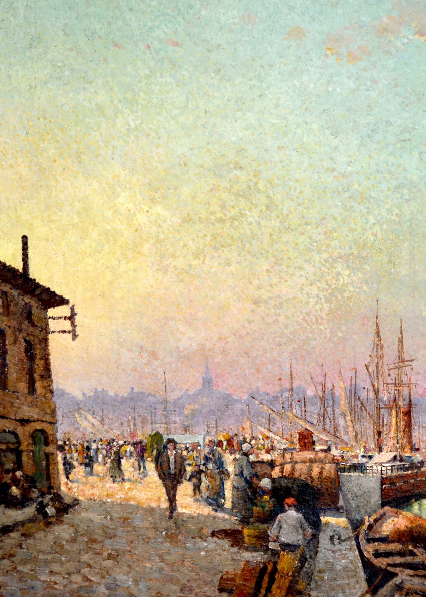 MEIFFREN Marius (1855-1942) "Animation sur le Quai du Canal à Marseille" Provence Port Paris -photo-2