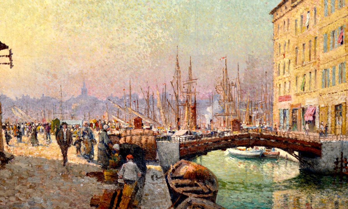 MEIFFREN Marius (1855-1942) "Animation sur le Quai du Canal à Marseille" Provence Port Paris -photo-3