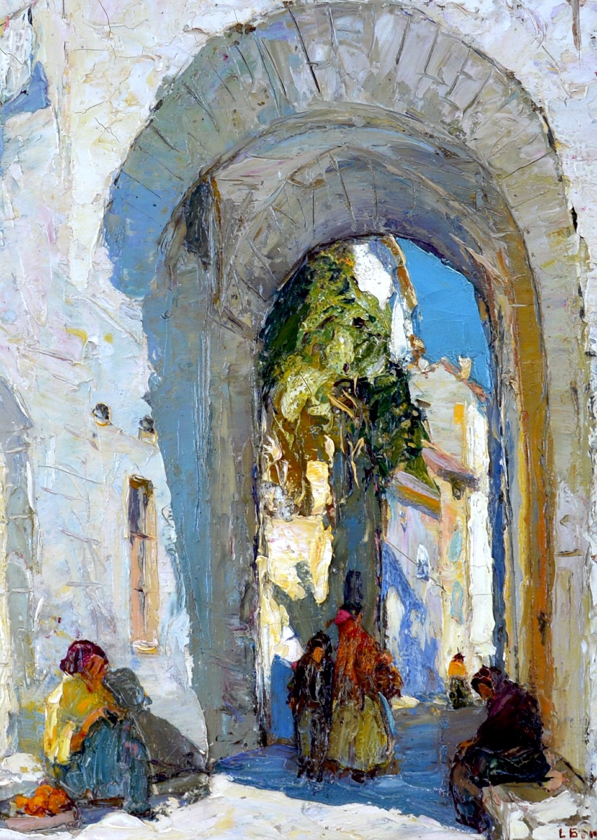 BONAMICI Louis (1878-1966) " Rue animée en Méditerranée "Provence Marseille Espagne Grèce Paris-photo-4