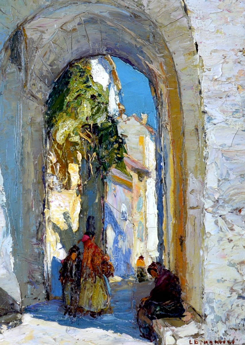 BONAMICI Louis (1878-1966) " Rue animée en Méditerranée "Provence Marseille Espagne Grèce Paris-photo-1