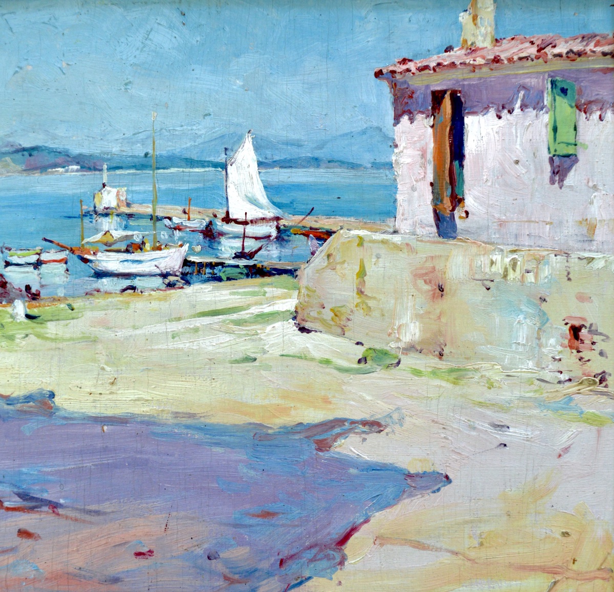 MILON Joseph (1868-1947) "Le port de l'île de Porquerolles " Hyères Provence Paris Toulon Giens-photo-2
