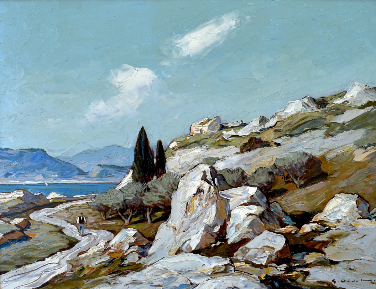 Vidal Gustave (1895–1966) “path Along The étang De Berre” Provence Istres Avignon Marseille 