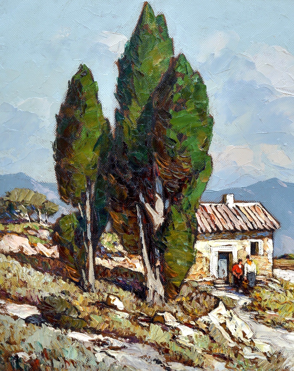 Vidal, Gustave (1895–1966) “mazet With Cypress Trees In The Alpilles” Provence Avignon Paris-photo-2