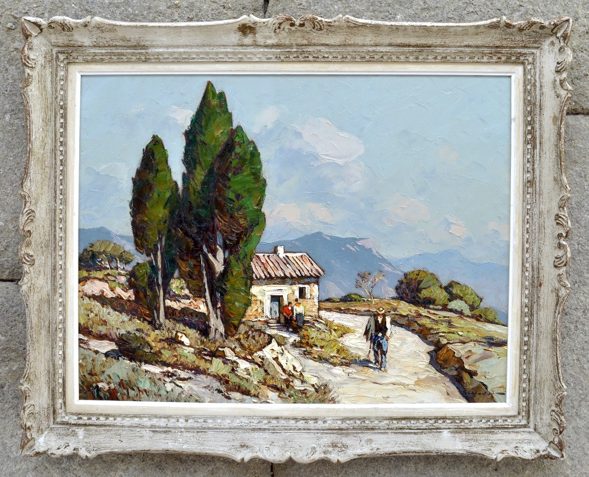 Vidal, Gustave (1895–1966) “mazet With Cypress Trees In The Alpilles” Provence Avignon Paris-photo-1