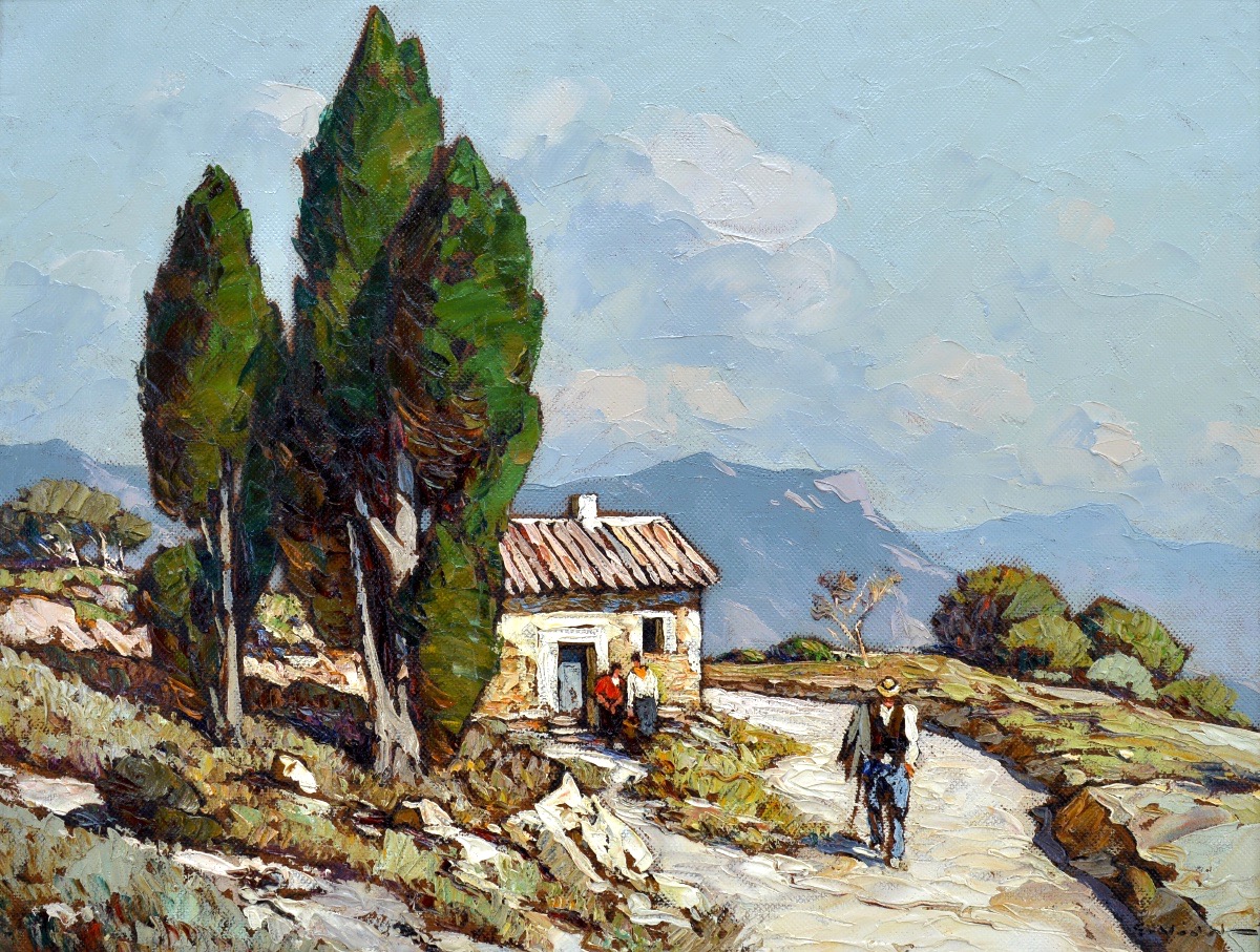 Vidal, Gustave (1895–1966) “mazet With Cypress Trees In The Alpilles” Provence Avignon Paris