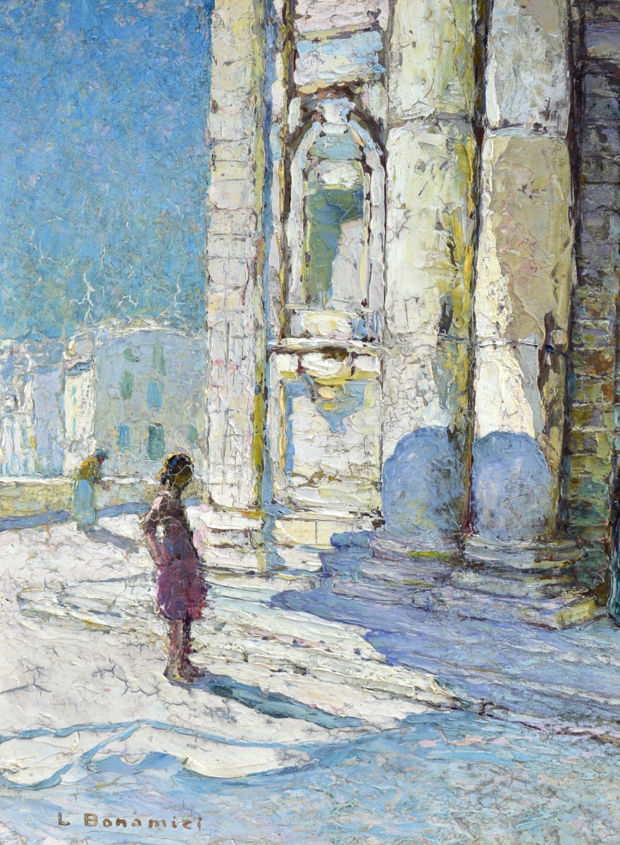 Bonamici Louis (1878–1966) "the Knife Grinder In Front Of The Church In Jonquières, Martigues" -photo-2
