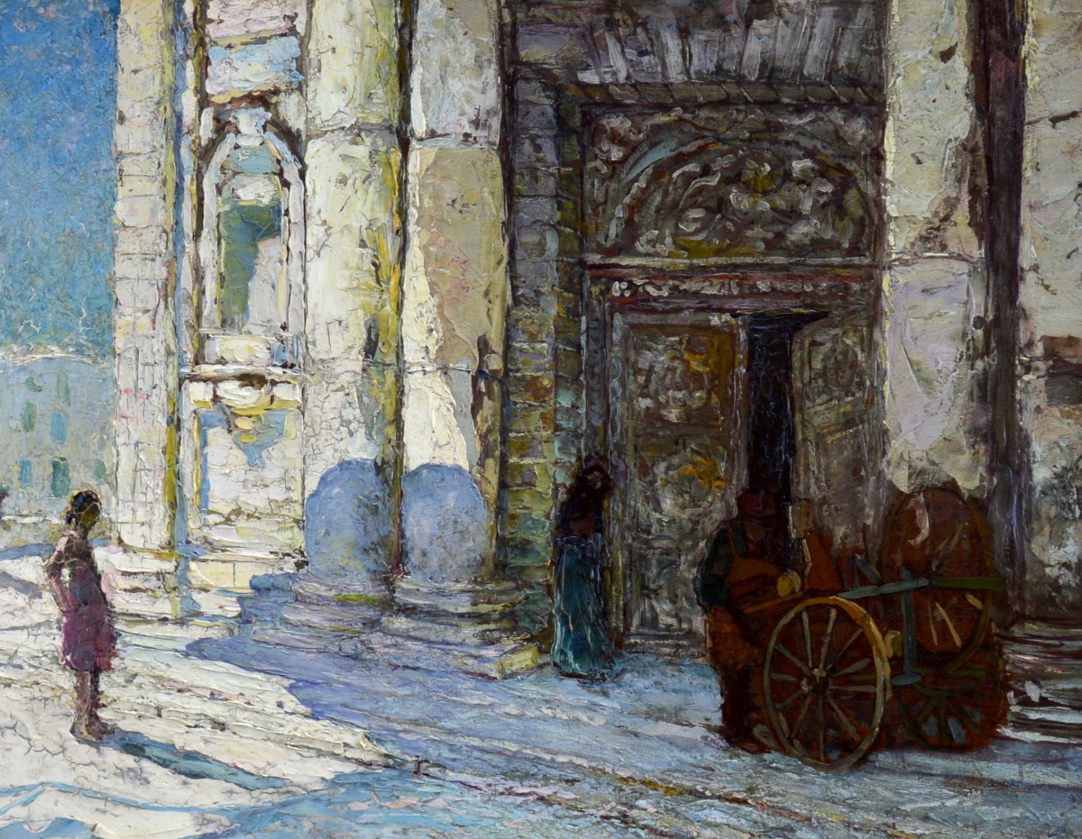 Bonamici Louis (1878–1966) "the Knife Grinder In Front Of The Church In Jonquières, Martigues" -photo-4