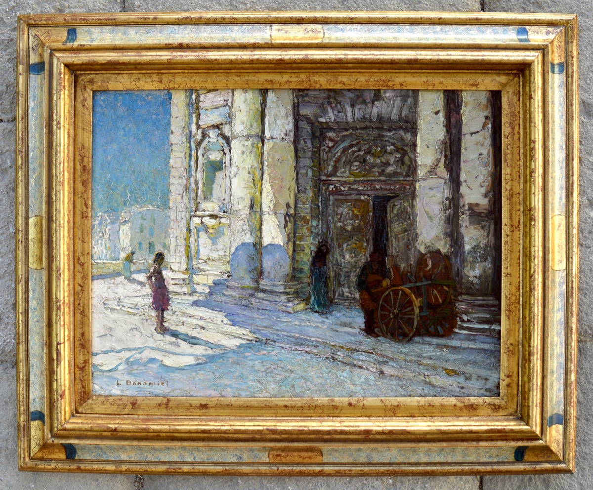 Bonamici Louis (1878–1966) "the Knife Grinder In Front Of The Church In Jonquières, Martigues" -photo-2