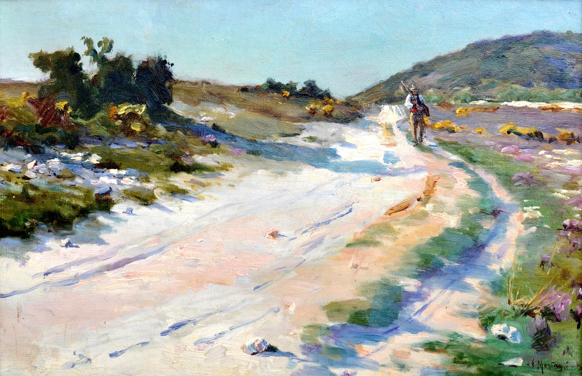 MONTAGNE Louis (1879-1960) " Chemin animée à Villeneuve lez Avignon " Provence Paris France 