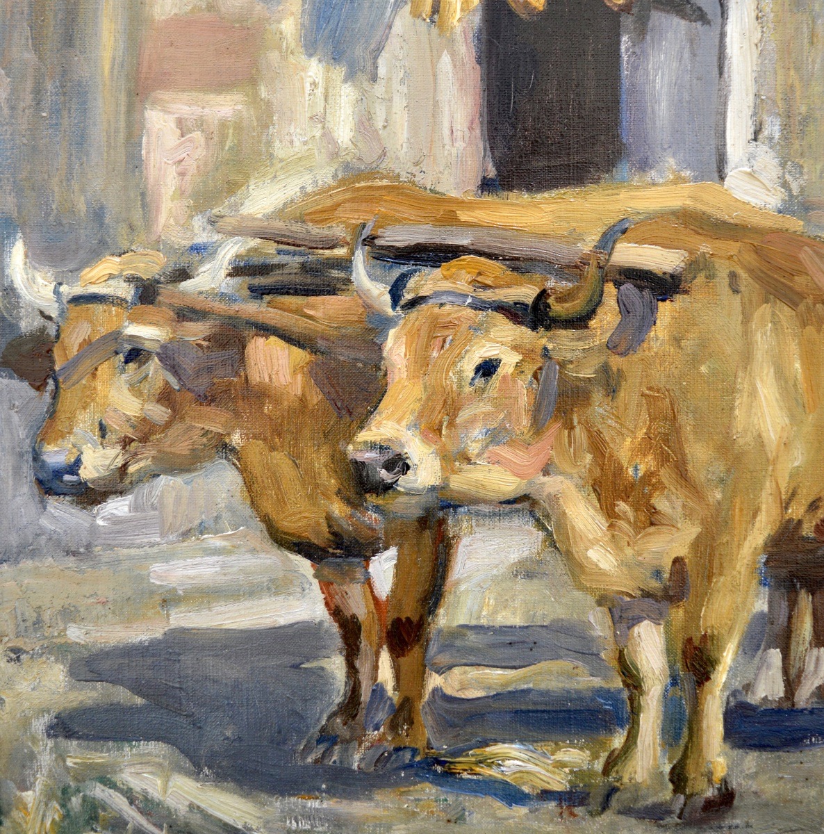 JONAS Lucien Hector (1880-1947) " Boeufs tirant une charrette " Anzin Paris -photo-4