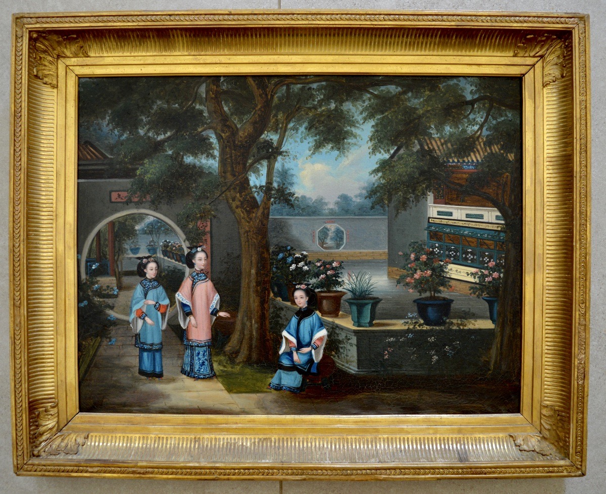 Youqua (active 1840–1880) And His Studio, “women In A Chinese Garden,” Canton, China, Chinnery-photo-2